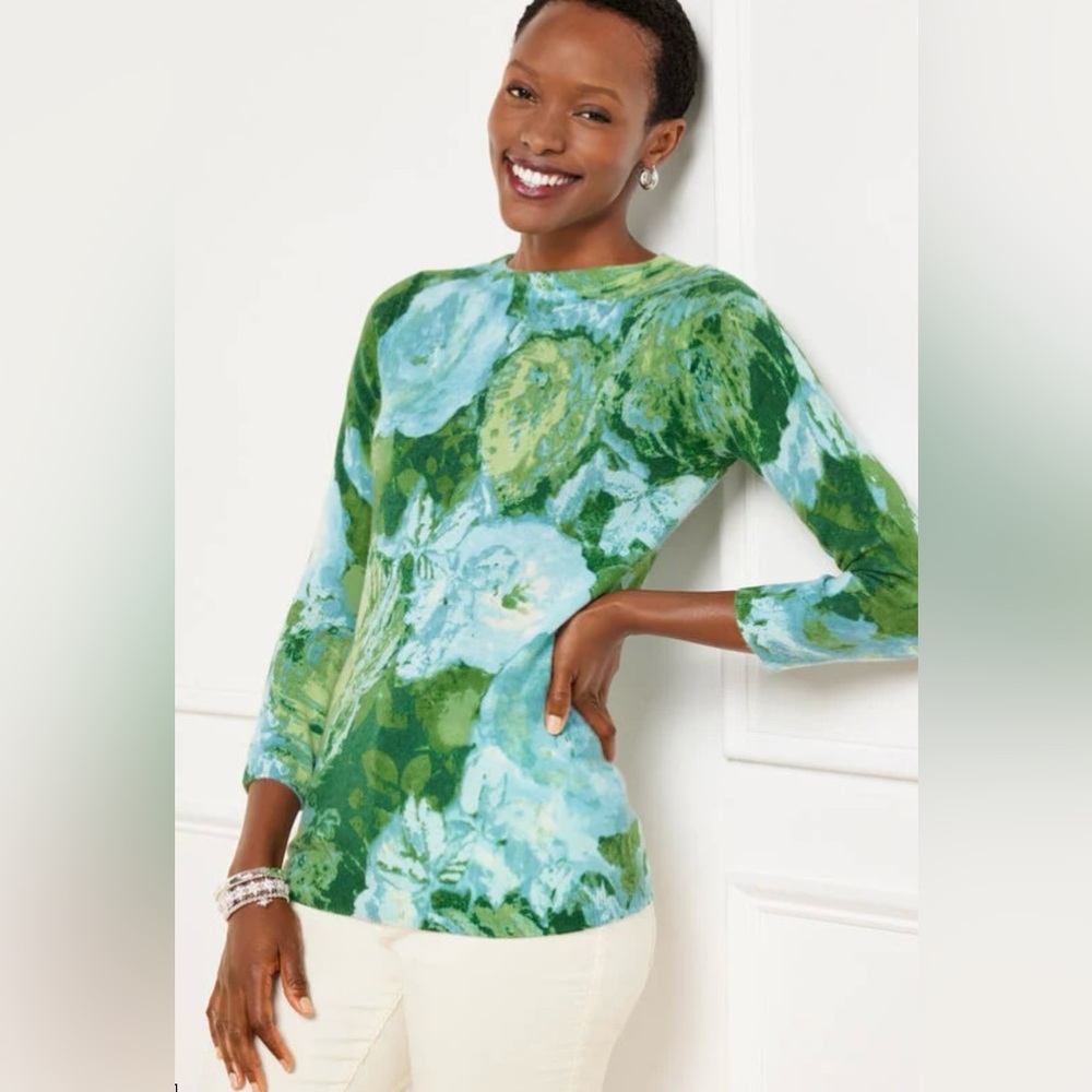 Talbots Audrey cashmere abstract floral sweater